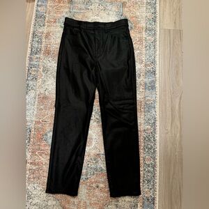 Express black leather coated Slim Super High Waisted  Straight Jeans 10R